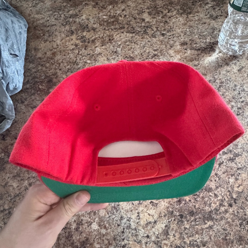 Red Snapback Hat With Triangle Logo - image 3